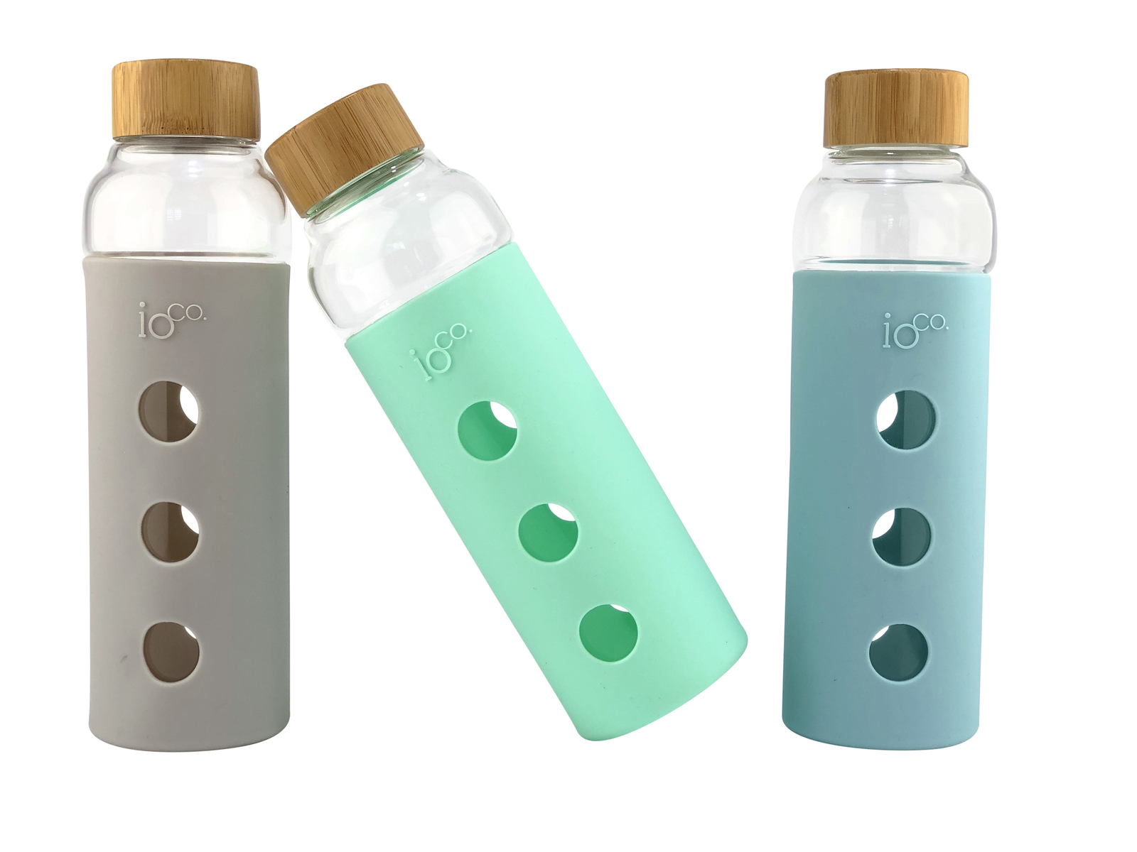 IOCO Glass Water Bottle with Bamboo Lid Frost