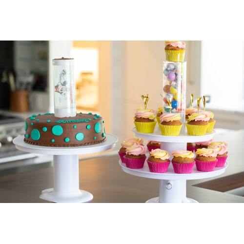 2-Tiers Surprise Cake Holder 2 in 1 Popping Cake Surprise Stand Popping Cake Stand Surprise Stand Cake Stand Pop Up Cake Birthday Gift 