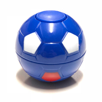 Spinning Soccer Ball - Red andWhite on Blue