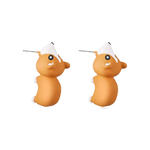 Animal Cartoon Earrings - Brown Dog