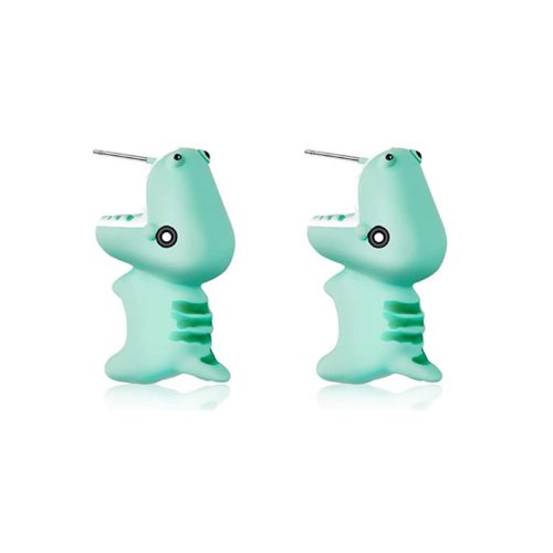 Animal Cartoon Earrings - Green Dinosaur