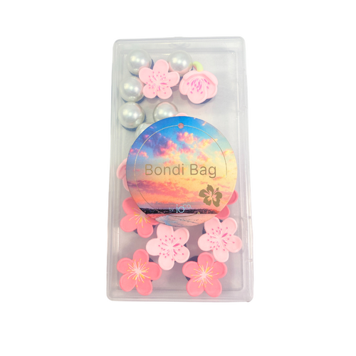 Bondi Bag | Bling Box (24 buttons) - Pink Flowers and Pearls