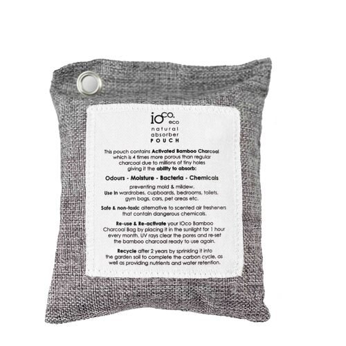 IOco Bamboo Charcoal POUCH (200 grams) Natural Absorber  - Grey