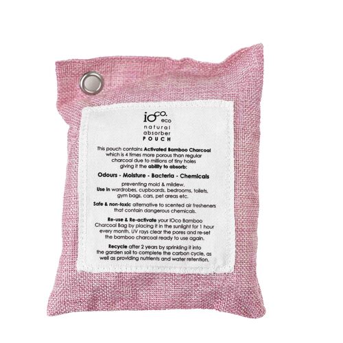 IOco Bamboo Charcoal POUCH (200 grams) Natural Absorber - Pink