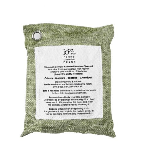 IOco Bamboo Charcoal POUCH (200 grams) Natural Absorber - Green