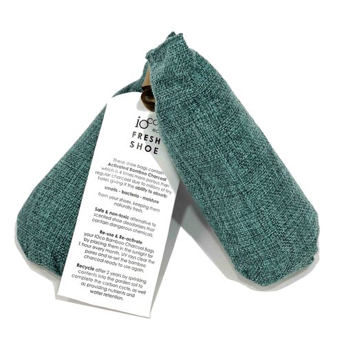 IOco Fresh Shoe Bamboo Charcoal Natural Absorbers (Set of 2) - Teal