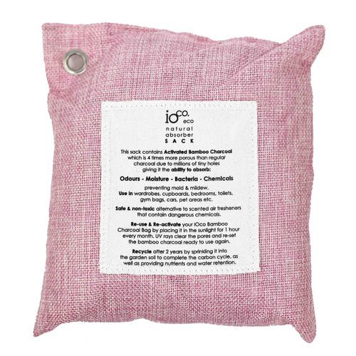 IOco Bamboo Charcoal SACK (400 grams) Natural Absorber - Pink