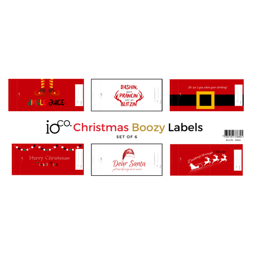 IOco Christmas Boozy Labels for Wine | Champagne Bottles  - Set of 6