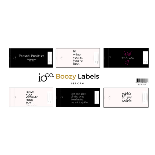 IOco Boozy Labels for Wine | Champagne Bottles  - Set of 6