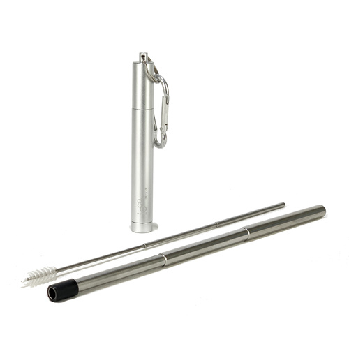 IOco Expandable Straw with Case and Cleaner - Silver