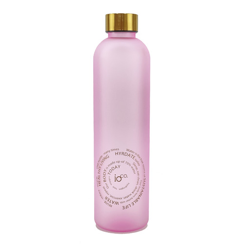 IOco Frosted Water Bottle with Hydration Goals - Pink Punch