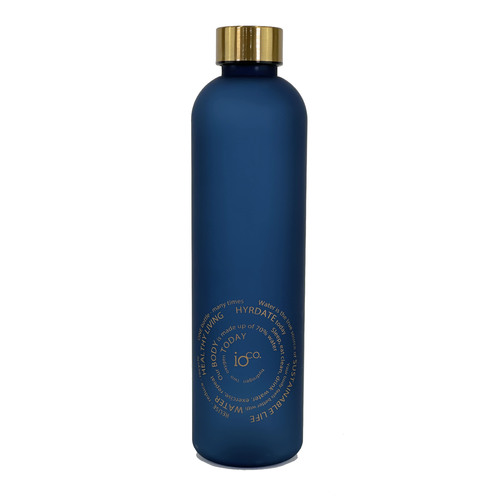 IOco Frosted Water Bottle with Daily Hydration Goals - Deep Sea