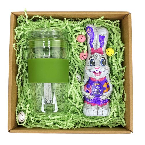 IOco Traveller Easter Gift Pack - 12oz Olive Green | Milk Chocolate Easter Bunny 