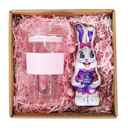 IOco Traveller Easter Gift Pack - 12oz Pink Marshmallow | Milk Chocolate Easter Bunny
