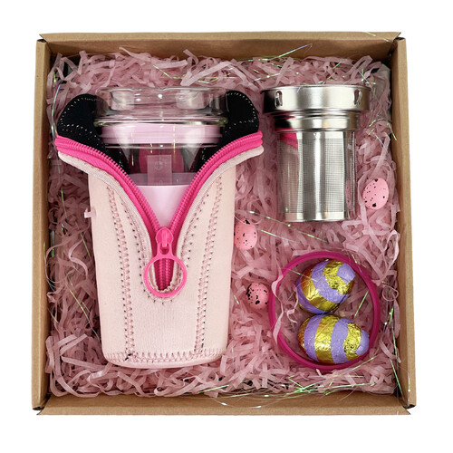 IOco Traveller Easter Gift Pack - 12oz Pink | Tea Infuser | Pink 12oz Traveller Jacket | Hot Pink Seal