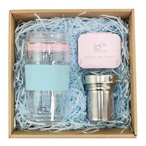IOco Gift Pack For Her - Ocean Blue w Marshmallow Pink Seal | Tea Infuser | Beauty Buds 4pc