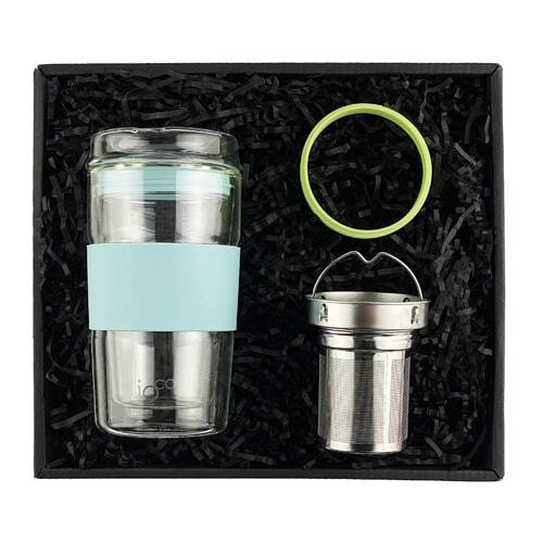 IOco Travel Cup Gift Pack - 12oz Ocean | Tea Infuser | Pistachio Green Seal