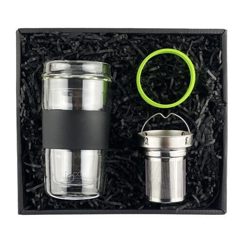 IOco Travel Cup Gift Pack - 12oz Black Night | Tea Infuser | Apple Green Seal