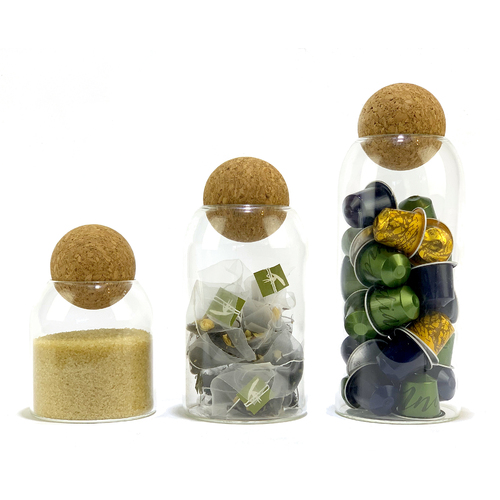 IOco Glass and Cork Canisters - Set of 3