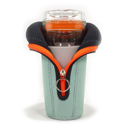 IOco 12oz Travel Cup Jacket Accessory - Ocean Blue | Kumquat Orange Zipper