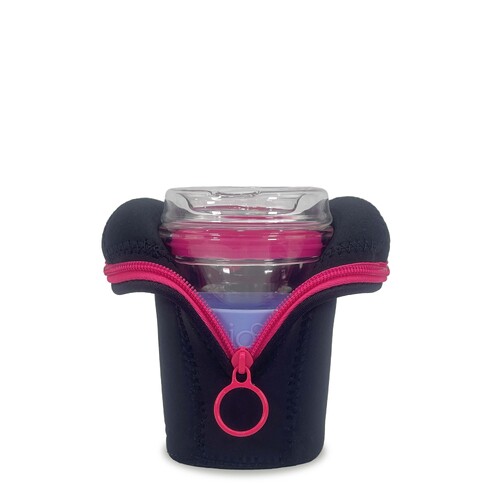 IOco 8oz Travel Cup Jacket Accessory - Black | Hot Pink Zipper