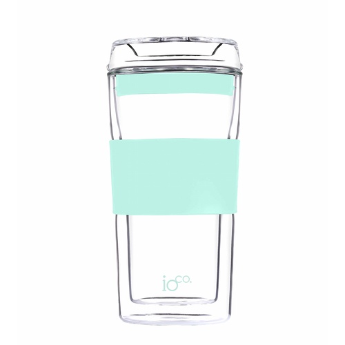 IOco 12oz ALL GLASS Glass Tea & Coffee Traveller - Glacier Green