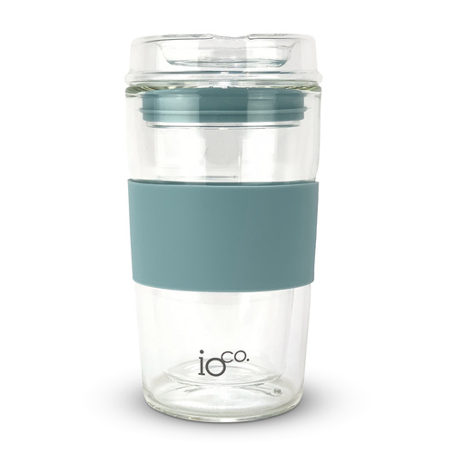 IOco 12oz Reusable Glass Coffee Travel Cup  - Ocean Blue