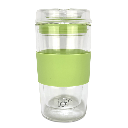 IOco 12oz ALL GLASS Glass Tea & Coffee Traveller - Pistachio 