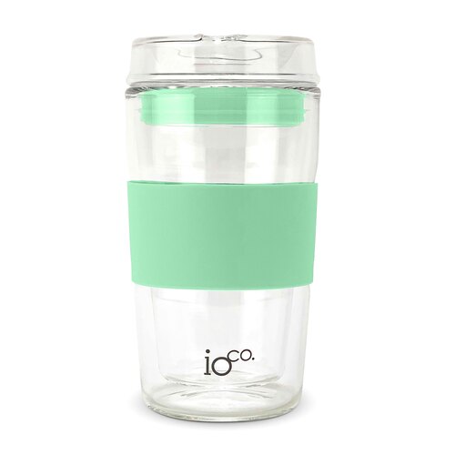 IOco 12oz Reusable Glass Coffee Travel Cup - Misty Mint
