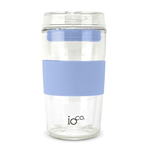 IOco 12oz Reusable Glass Coffee Travel Cup - Sea Spray