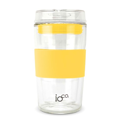 IOco 12oz Reusable Glass Coffee Travel Cup - Sunny Yellow