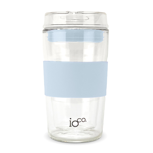NEW - IOco 12oz Eucalyptus Glass Coffee Travel Cup - Eucalyptus