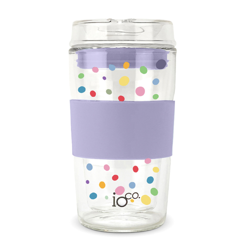 NEW - IOco 12oz  Glass Coffee Travel Cup - Confetti EDITION | Lavender