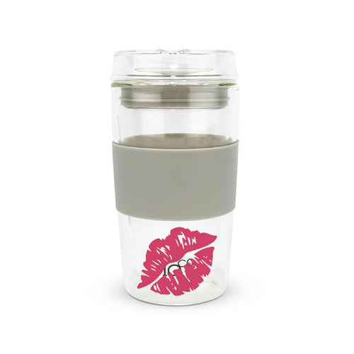 Luscious Lips - VALENTINE'S DAY LIMITED EDITION - IOco 12oz Reusable Glass Coffee Travel Cup - Warm Latte