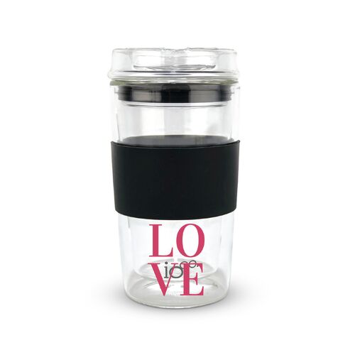 KeepCup 12oz Reusable Coffee Cup. Toughened Glass Cup & Natural