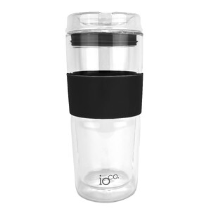 IOco 16oz Glass Tea and Coffee Travel Cup - Black