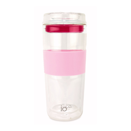 IOco 16oz Glass Tea and Coffee Travel Cup - Marshmallow Pink | Hot Pink 