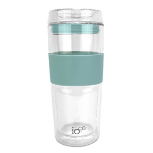 IOco 16oz Glass Tea and Coffee Travel Cup - Ocean Blue
