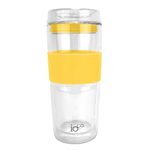 IOco 16oz Glass Tea and Coffee Travel Cup - Sunny Yellow