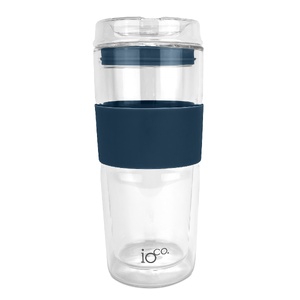 IOco 16oz Glass Tea and Coffee Travel Cup - Denim