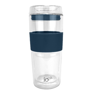 IOco 16oz ALL GLASS Tea and Coffee Traveller - Midnight Blue