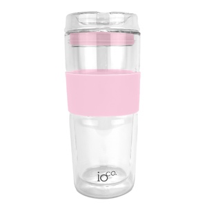 IOco 16oz Glass Tea and Coffee Travel Cup - Marshmallow Pink