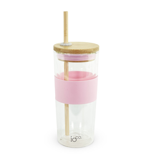 IOco 16oz Reusable Travel  Smoothie Cup with Bamboo Lid - Marshmallow Pink