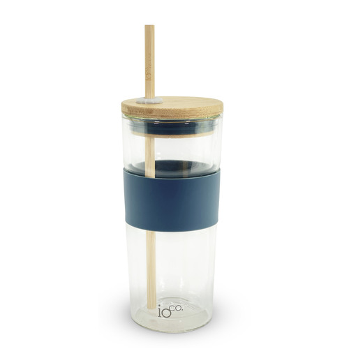 IOco 16oz All Glass Coffee Tea Cup Mug.Travel Reuse & Keep it Dusty Rose|Ocean 