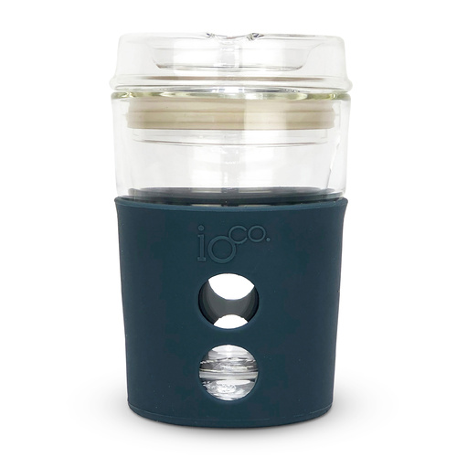 IOco 4oz Piccolo Reusable Glass Coffee Travel Cup - Midnight | Latte Seal