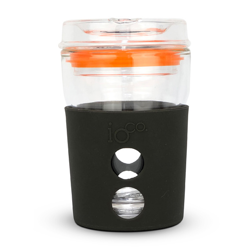 IOco 4oz Piccolo Reusable Glass Coffee Travel Cup - Mocha | Orange Seal