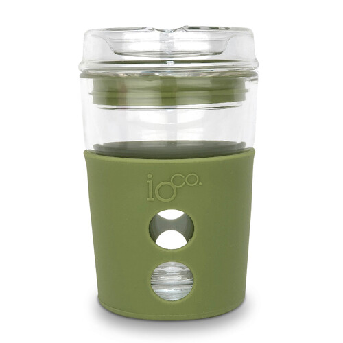 IOco 8oz ALL GLASS Coffee Traveller - Olive Green