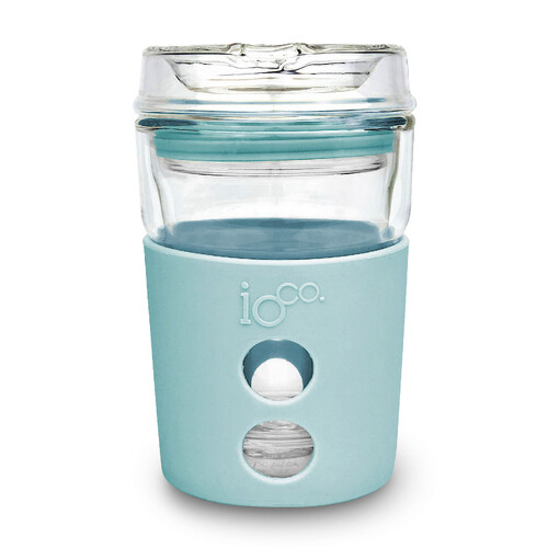 IOco 8oz OCEAN BLUE Glass Coffee Travel Cup - Ocean Blue