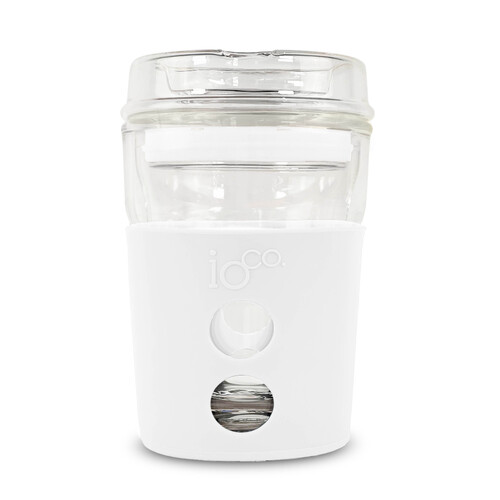 IOco 8oz Eco Glass Coffee Travel Cup - Snow White