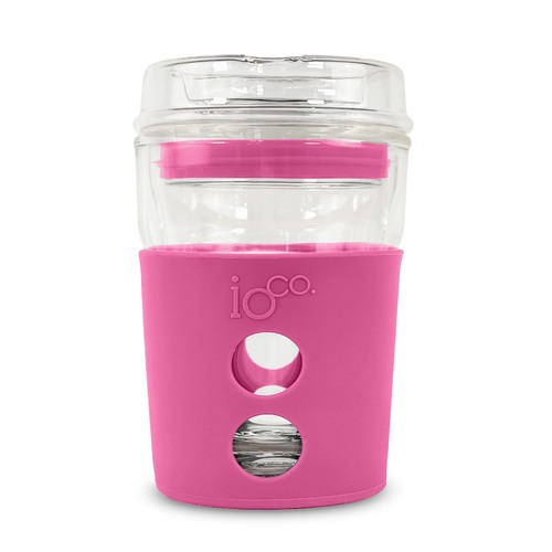 IOco 8oz Eco Glass Coffee Travel Cup - Bossy Pink